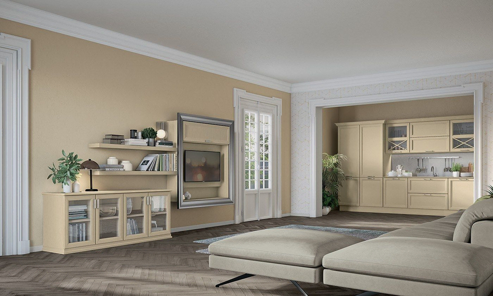 Modern Industrial Living Room: Optimizing Space in a Compact City Apartment