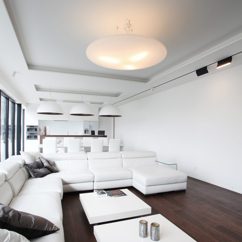 Modern Bauhaus Living Room with Spa Amenities