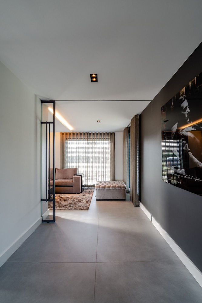 Modern Bauhaus Living Room with Spa Amenities