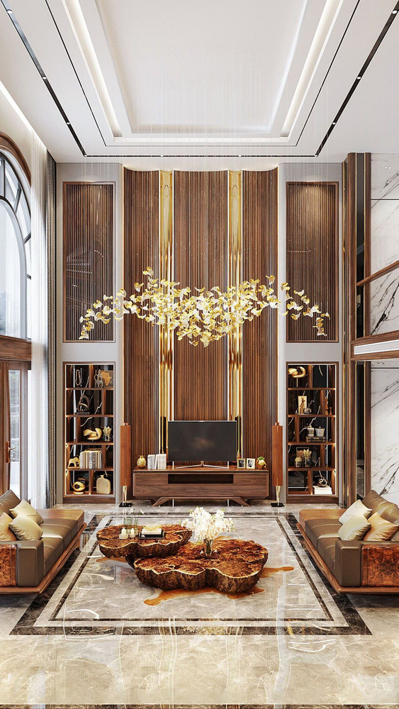 Modern Marble Living Room Showcase Home