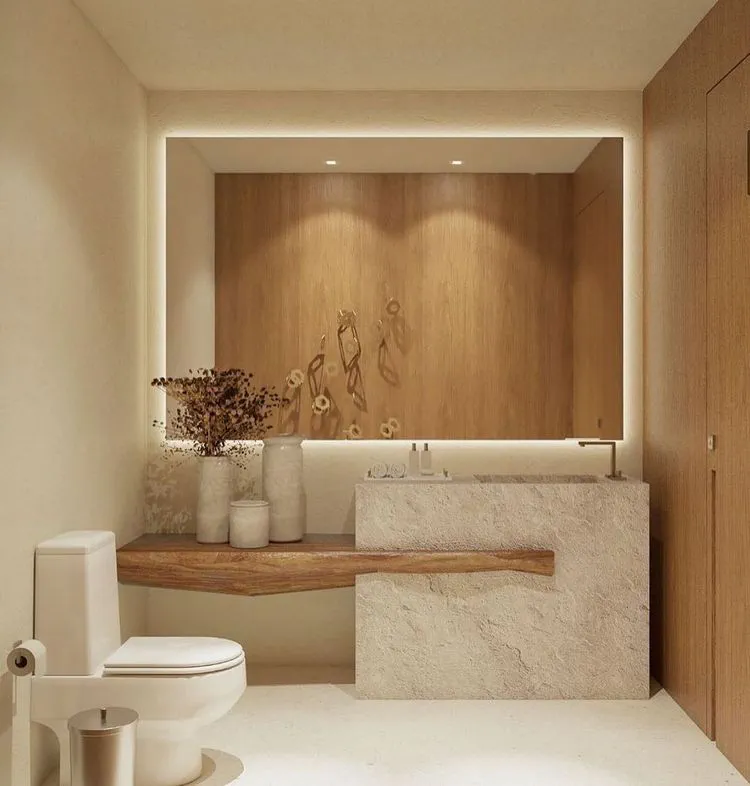 Modern, Sustainable Bathroom Design with Art Integration
