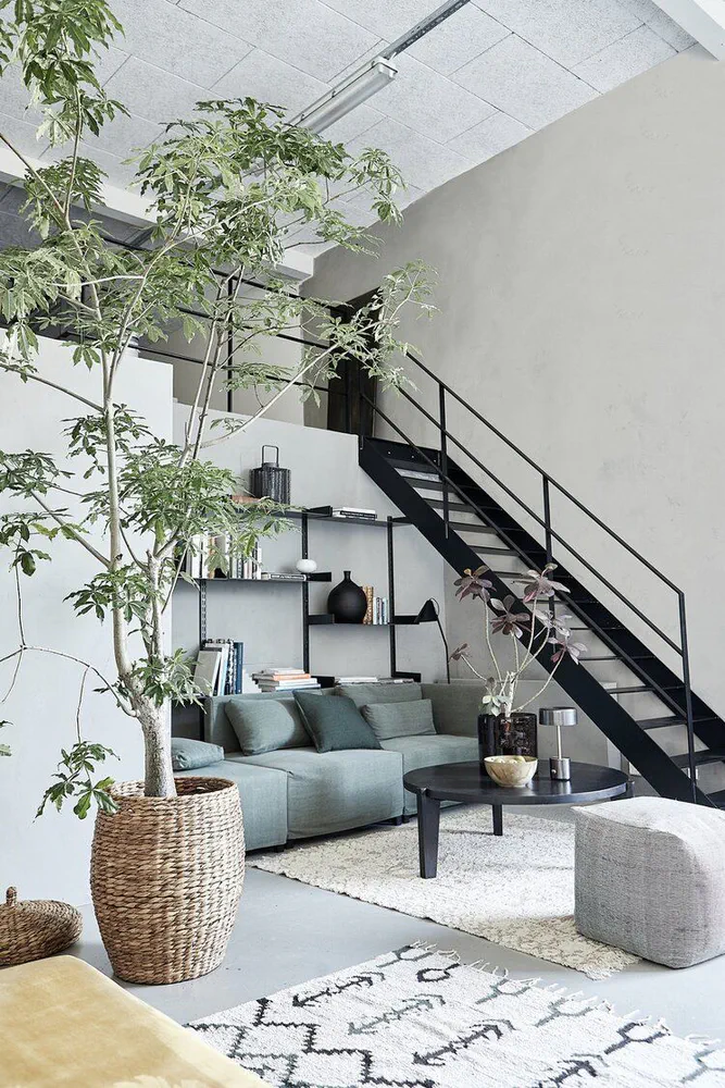 Modern Minimalist Living Room in Brutalist Concrete Home