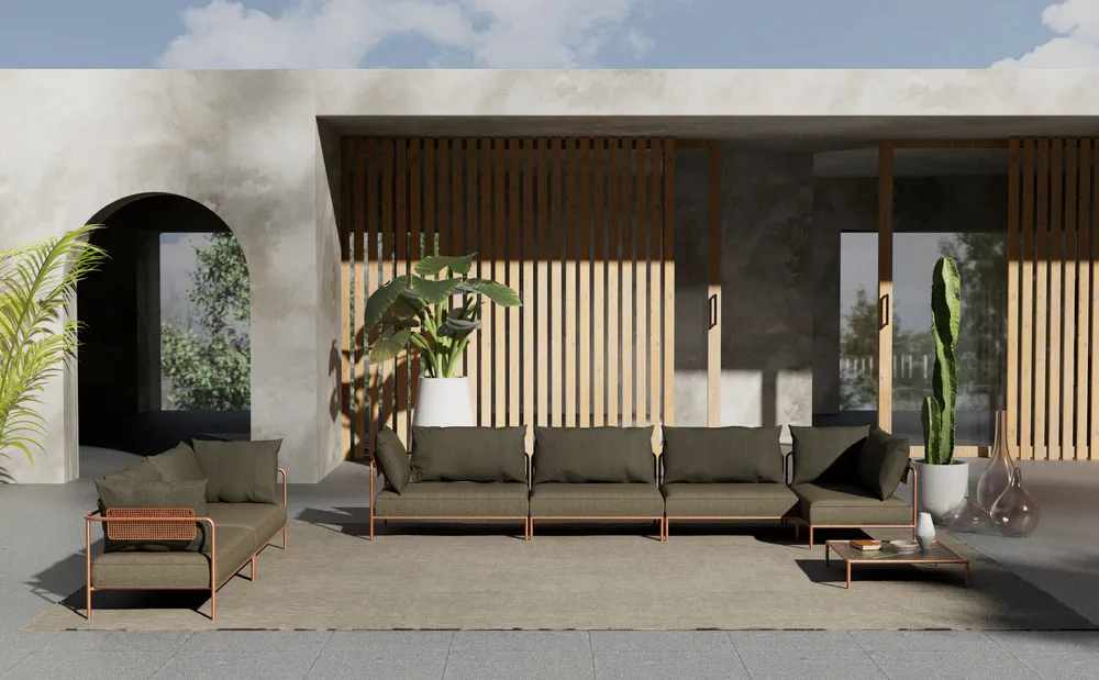 Modern Outdoor Living Area with Hydroponic Garden