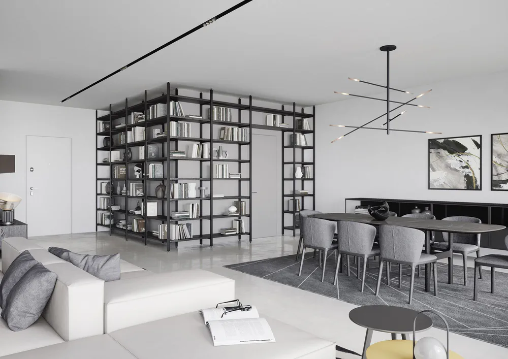 Modern High-Tech Futuristic Living Room for Sustainability Advocate