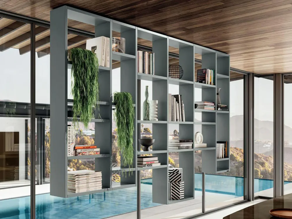 Open Double-Sided Wooden Bookcase Marila Pacini Cappellini open