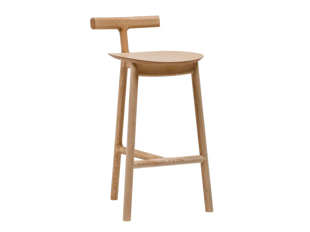 High Oak Stool with Back MC7 Radice
