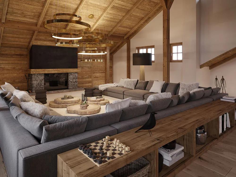 Modern Rustic Living Room Design: Sustainable and Energy-Efficient