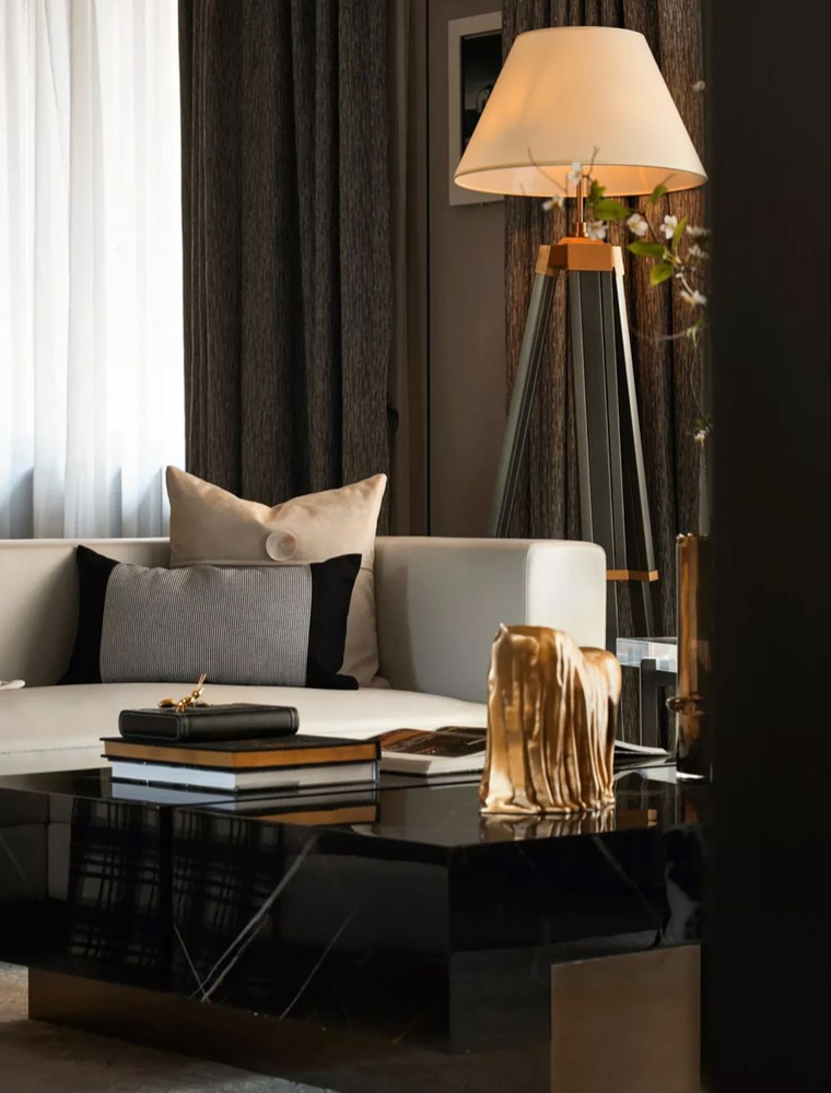 Modern Minimalist Living Room Design for a Boutique Hotel Chain Owner