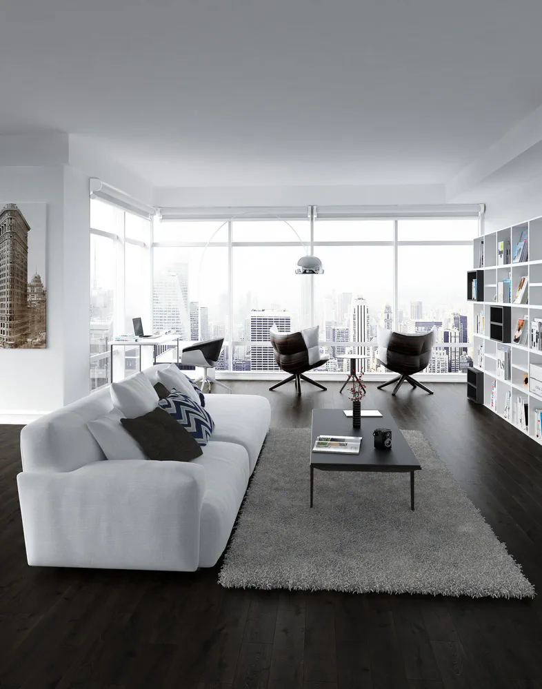 Modern Minimalist Living Room: Pet-Friendly Nordic Noir Design
