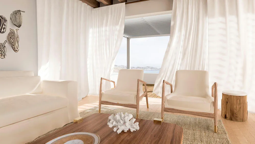 Minimalist Living Room with Sea View