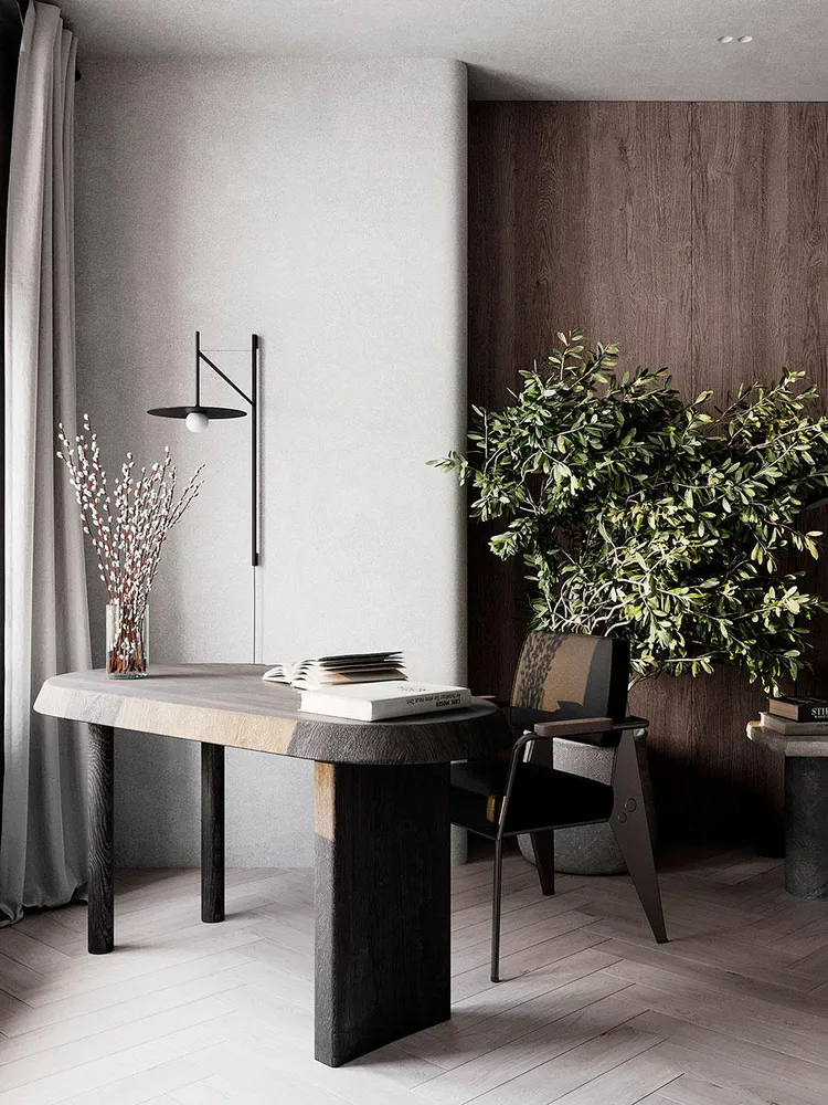 Modern Minimalist Home Office: Pet-Friendly Design for an AI Researcher