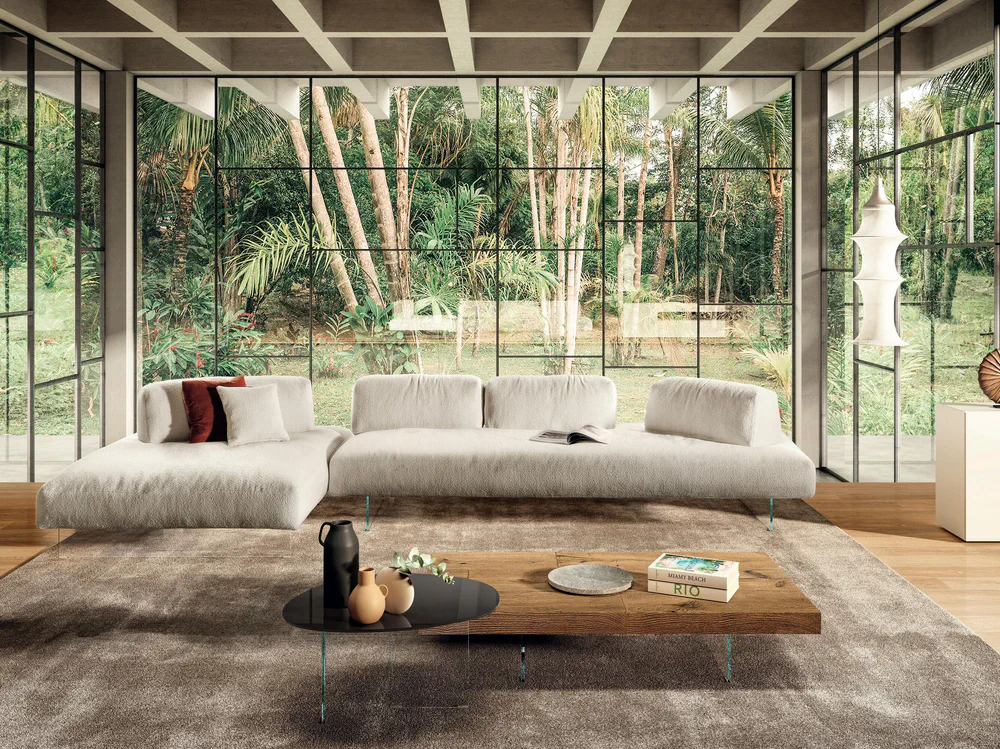 Fabric Sofa with Chaise Longue Air Soft Lago fabric sofa with