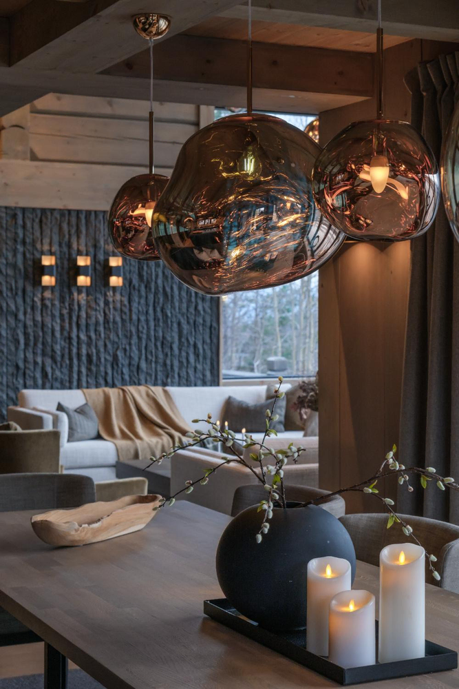 Modern Industrial Dining Room Design for a Vacation Home in Coastal Town