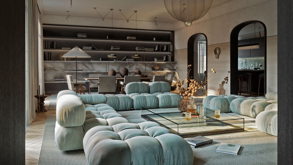 Modern Minimalist Living Room Design for a Self-Made Millionaire