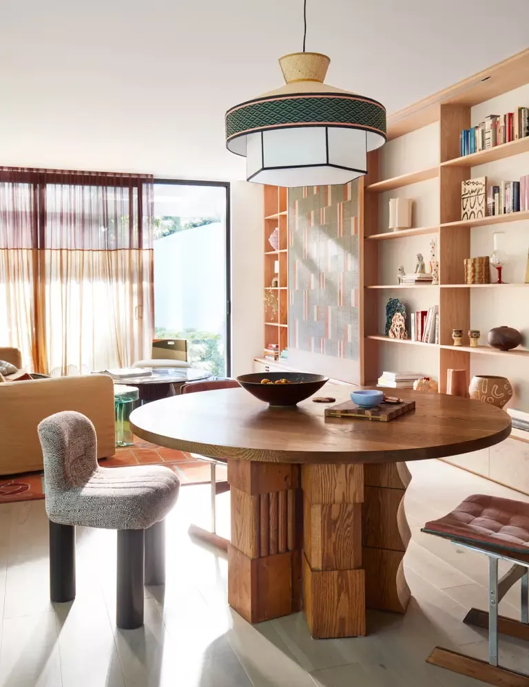 Modern Tropical Dining Room with Soundproofed Music Room