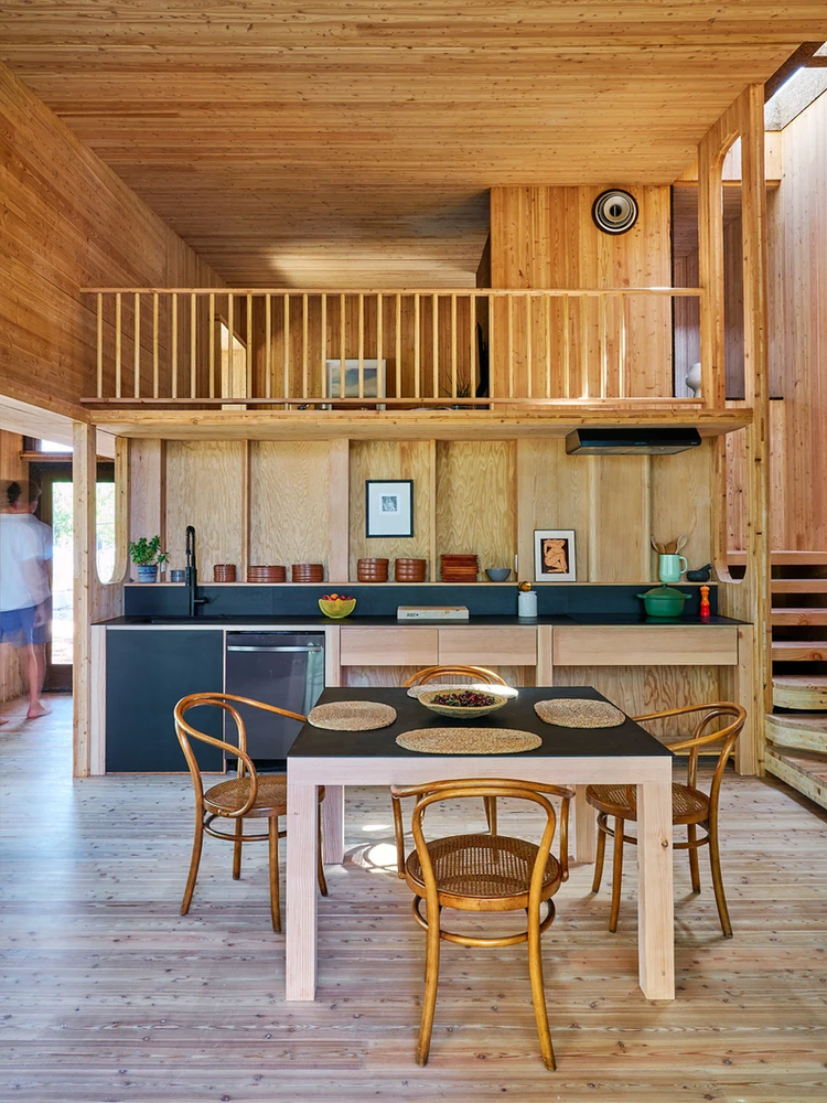 Contemporary Mediterranean Kitchen and Dining Area