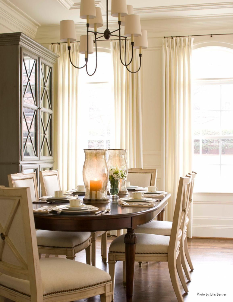 Modern Dining Room Design with Dark Wood and White Fabric