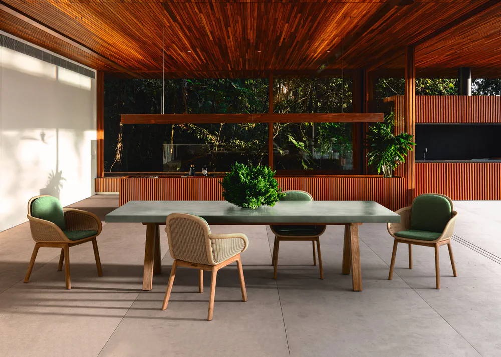 Tropical Modernist Dining Room with Hydroponic Garden