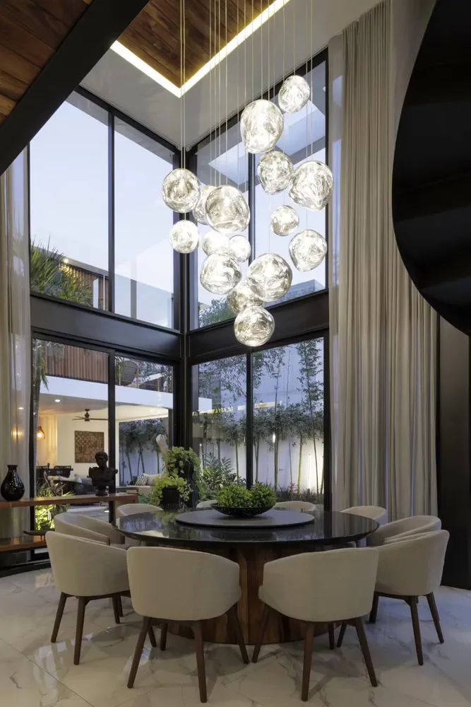 Modern Lobby Design with Marble Flooring and Large Windows