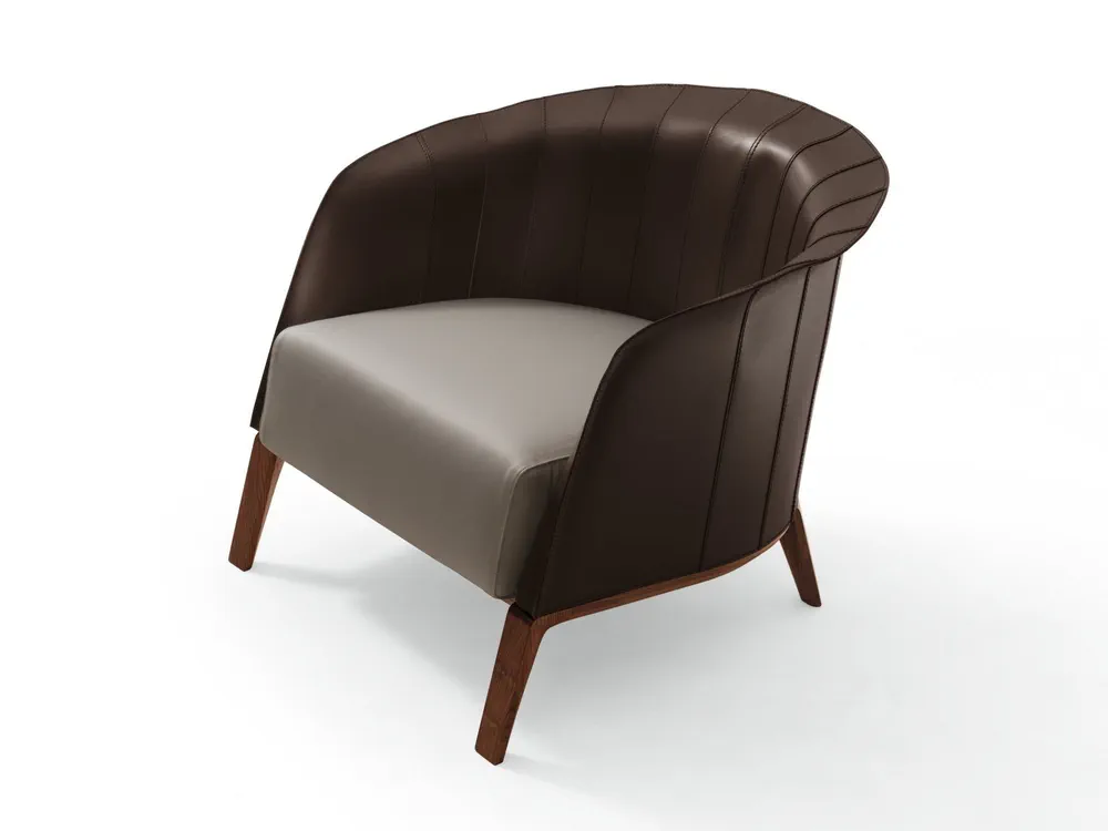 AURA Leather Armchair with Armrests Giorgetti leather armchair