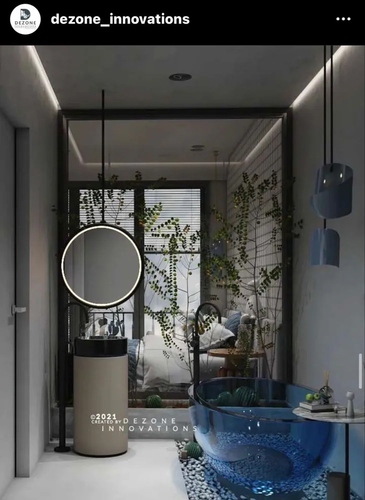 Modern Living Room Design with Circular Sofa and Marble Sideboard