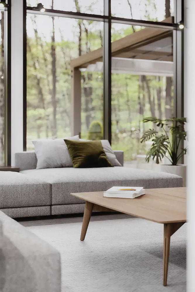 Modern Living Room Design with Indoor Swimming Pool and Sauna