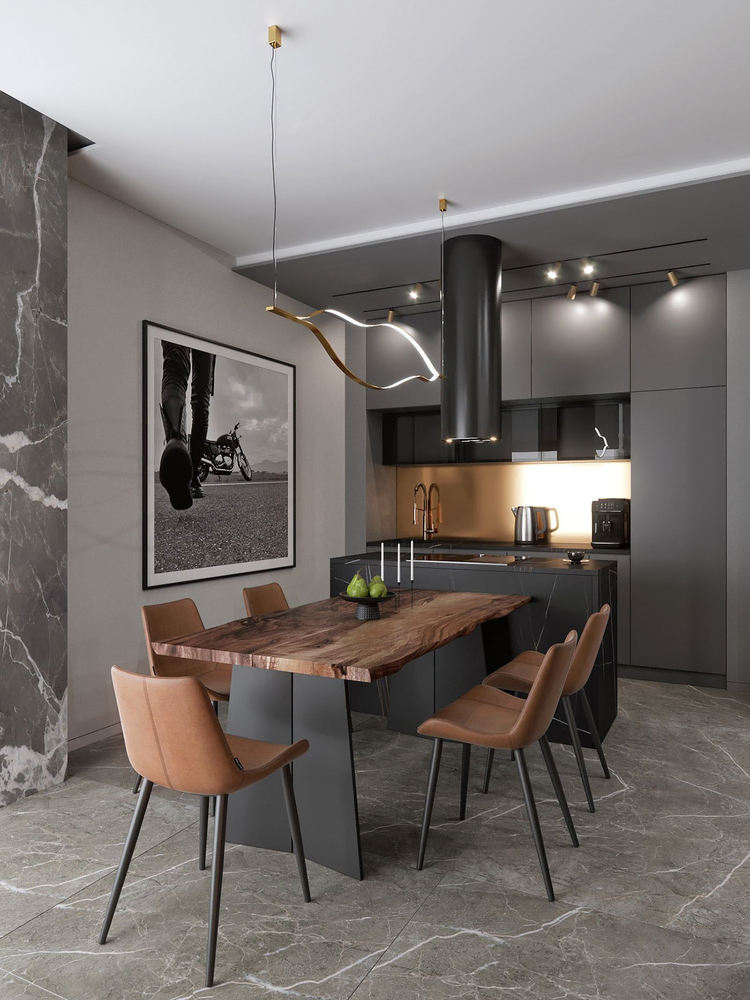 Modern Minimalist Dining Room with Smart Home Integration