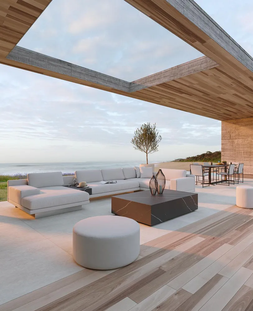 Modern Minimalist Patio with Sea View