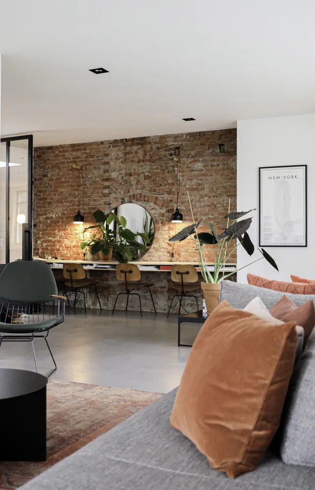 Modern Minimalist Living Room in Brutalist Concrete Home