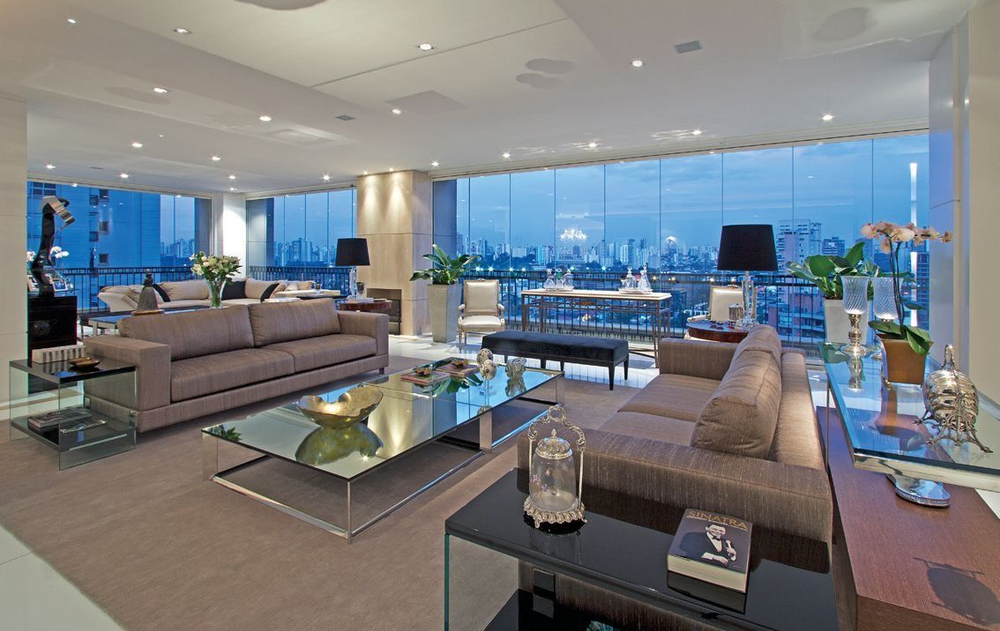 Modern Biophilic Living Room for a Sports Team Owner