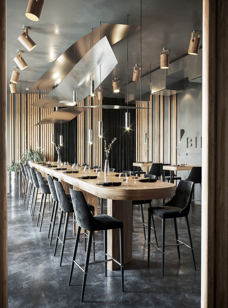 Eco-Friendly Smart Home: Contemporary Mediterranean Cafeteria Design