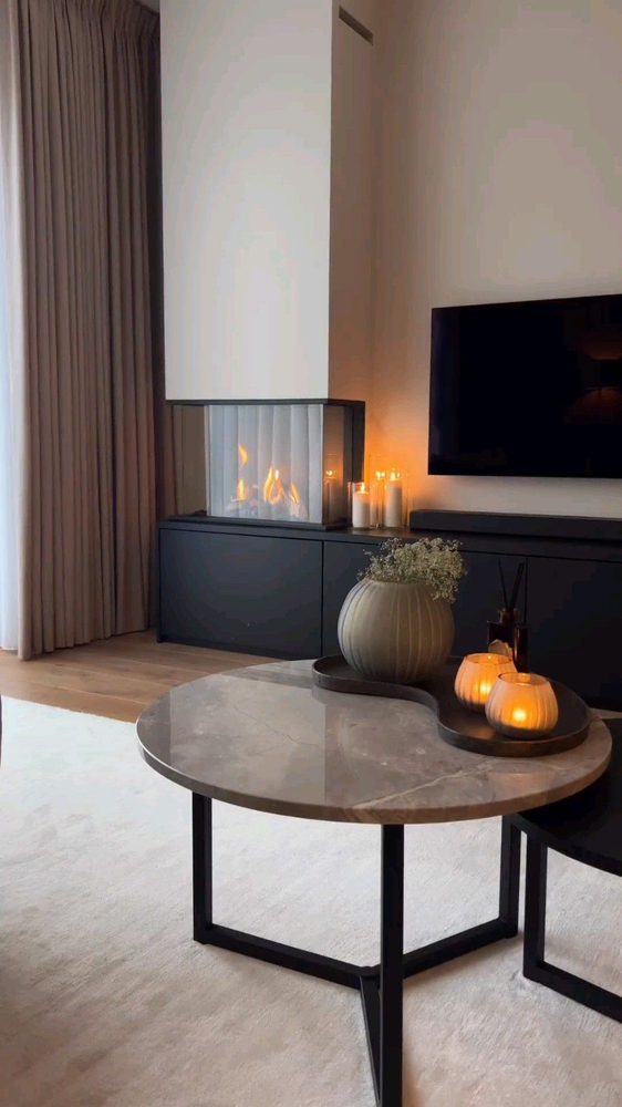 Modern Hygge-inspired living room for a political elite in an eco-friendly passive house