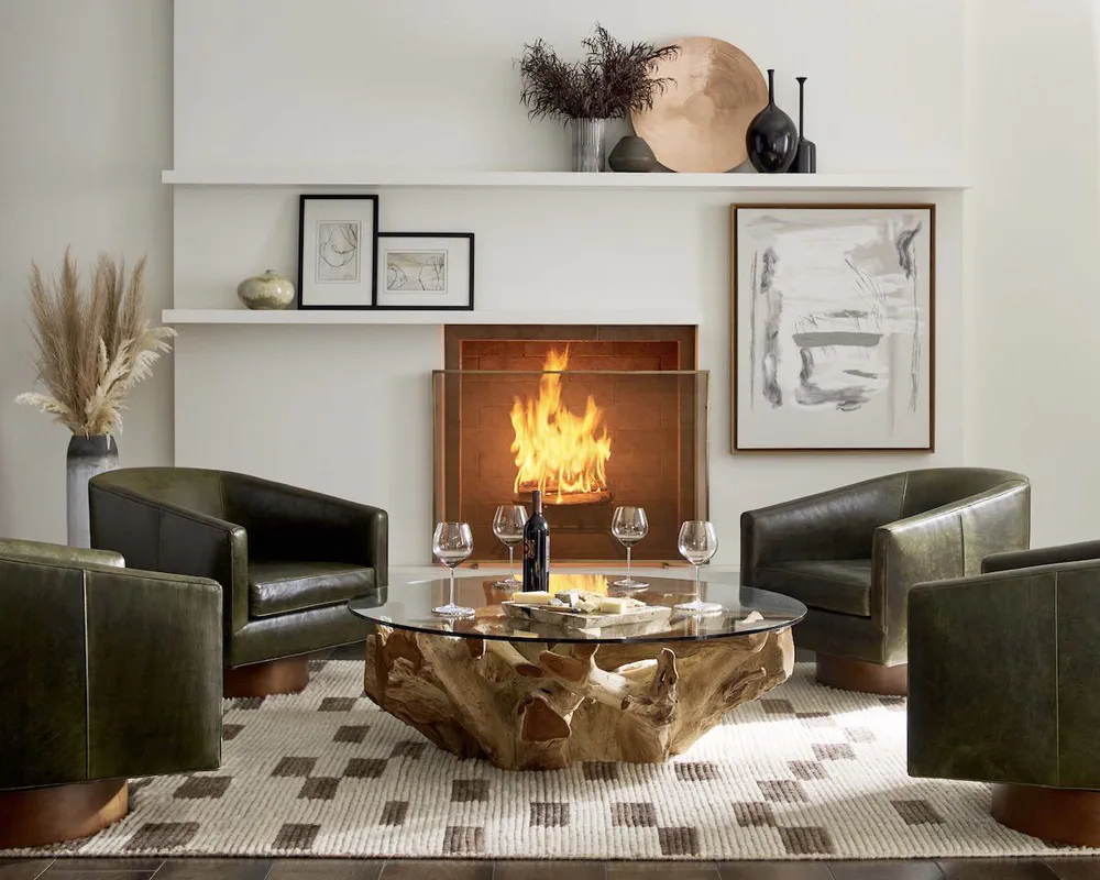 Modern Living Room Design: Sustainable, Energy-Efficient Home with Art Integration