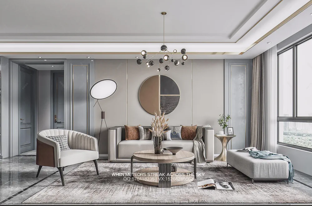 Modern Wabi-sabi Living Room Design for a Luxury Car Dealership Owner