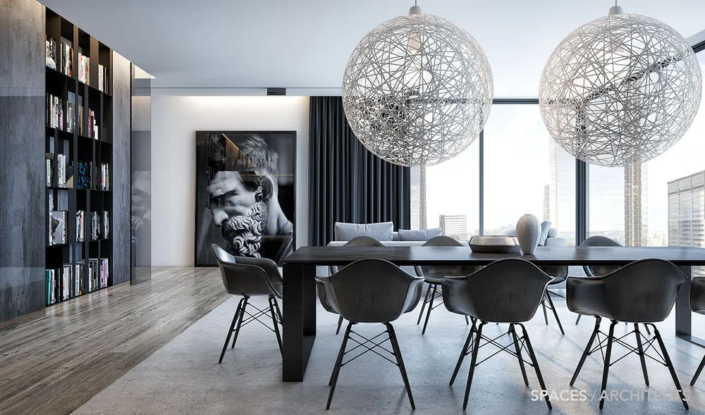 Modern Minimalist Dining Room with Parisian Apartment Style