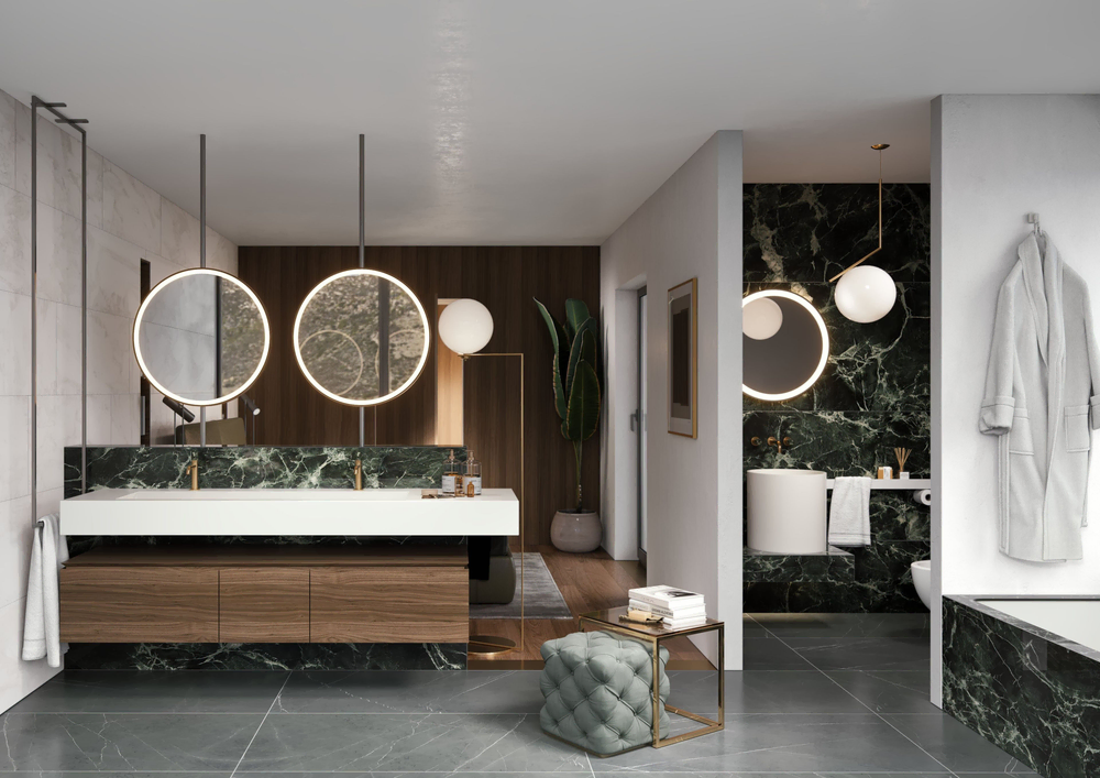Modern Mediterranean Bathroom Design: Balancing Work and Living Areas