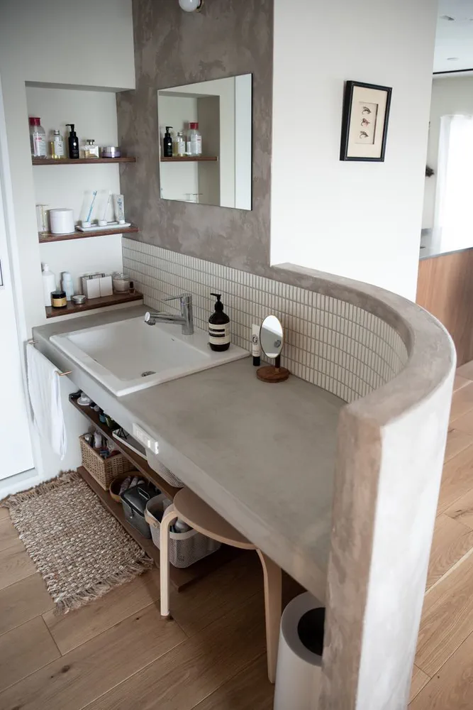 Brutalist Modern Bathroom Design: Balancing Work and Living Areas