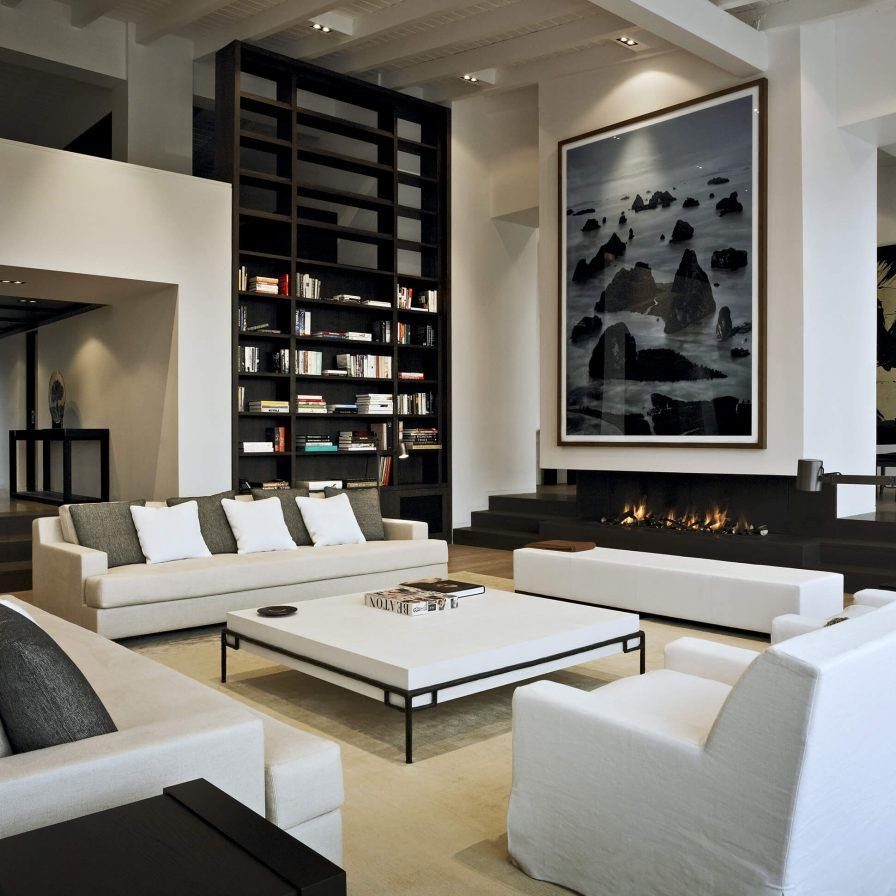 Modern Minimalist Living Room in a Former Church Loft