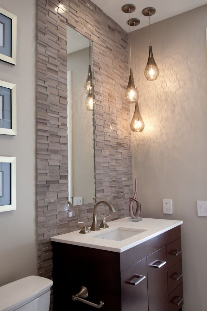 Modern Bathroom Design with Floating Vanity and Dark Wood Cabinets