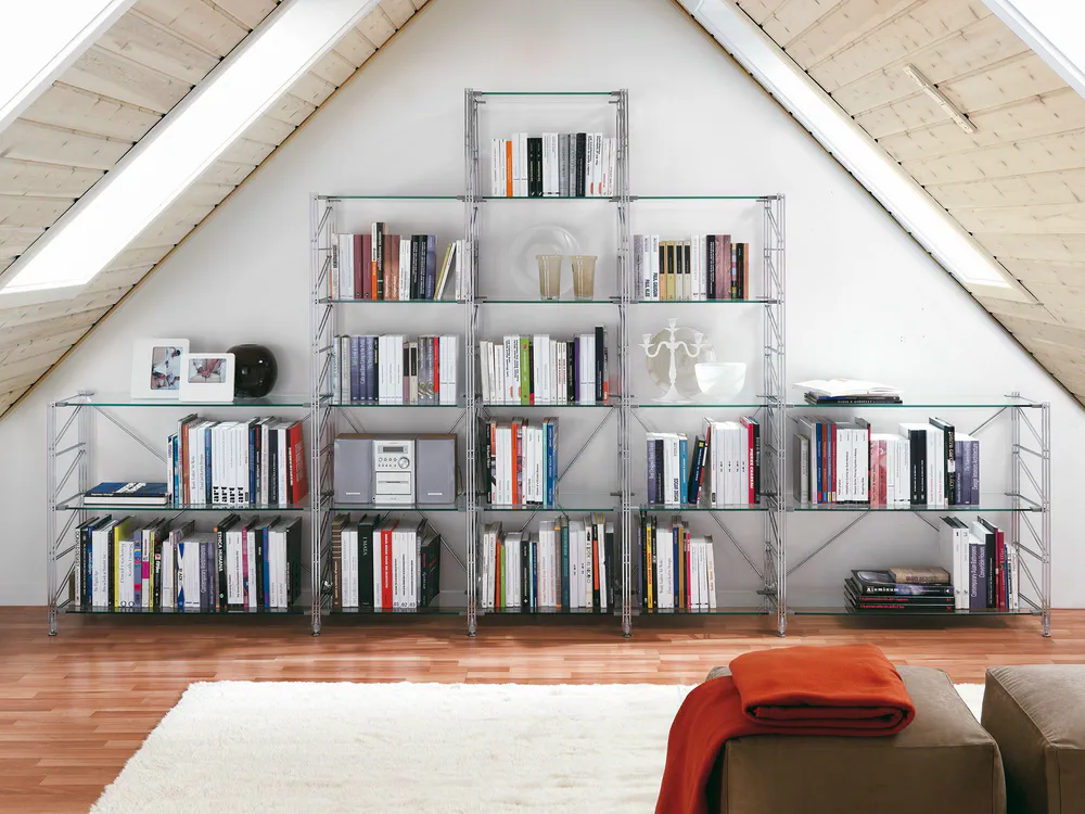 Modern Living Room with Metal Bookshelf