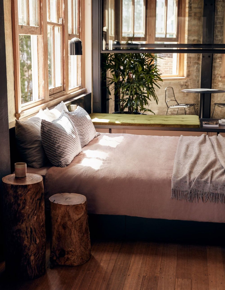 Industrial Loft Conversion: Minimalist, Wabi-Sabi Master Bedroom