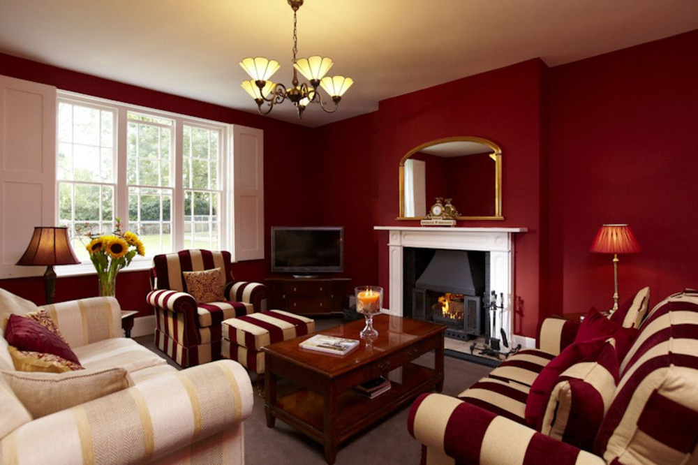 Modern Living Room with Stained Glass Windows