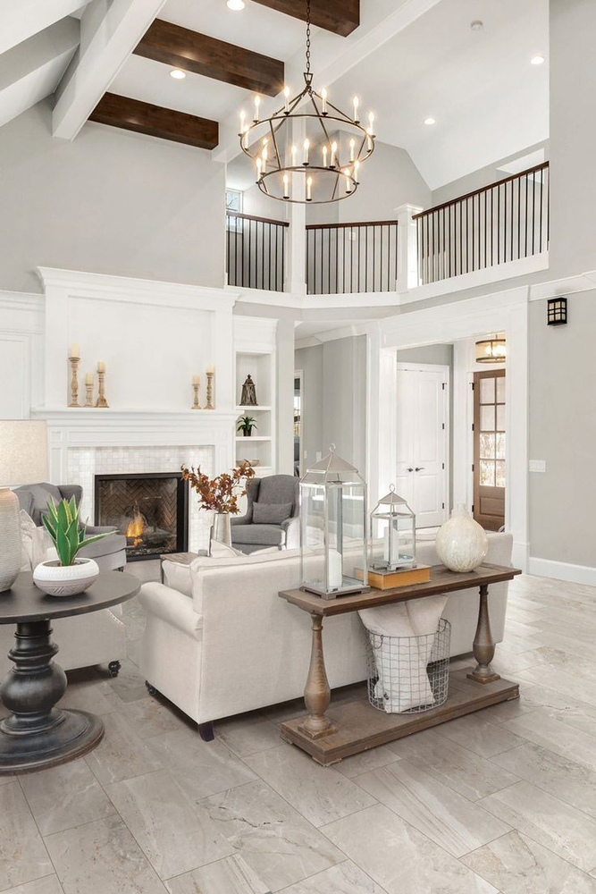 Modern Kitchen Design with White Cabinets and Marble Countertop