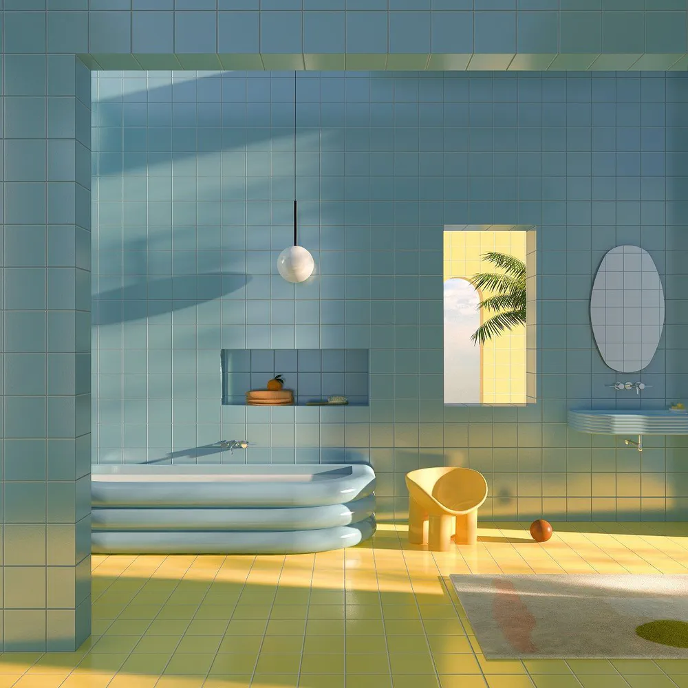 Modern Bathroom Design with Colorful Accents