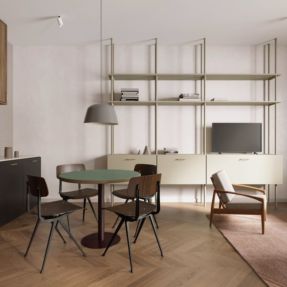 Bauhaus-Inspired Minimalist Living Room with Spa Amenities