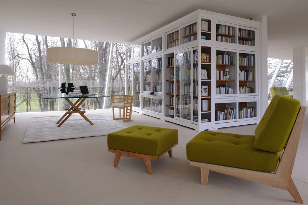Brutalist Modern Home Office Design for a Sports Team Owner