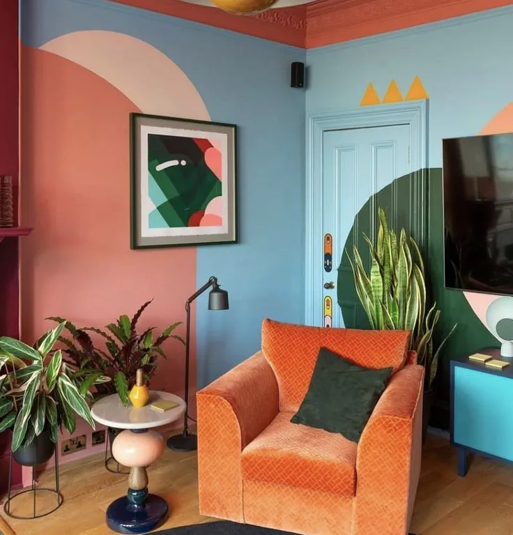 Modern Coral Living Room Design