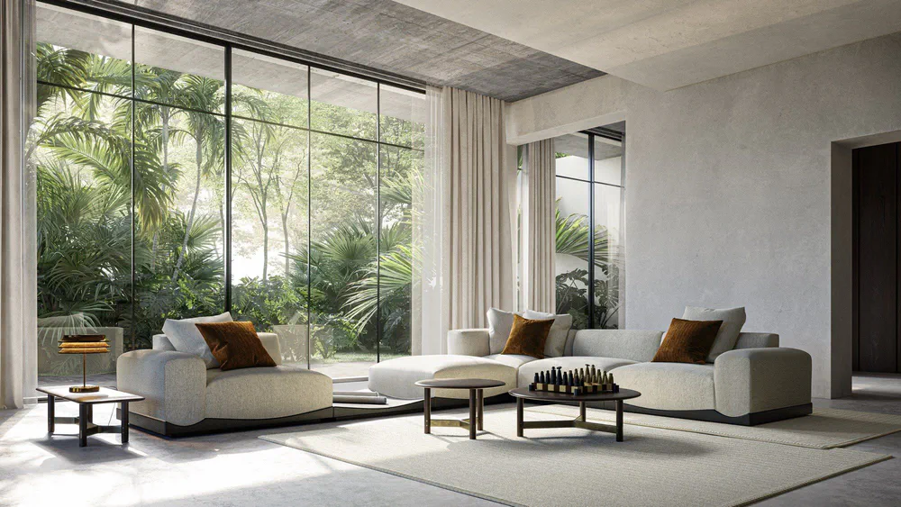 Modern Coastal Hampton Style Living Room for Sustainability Advocate
