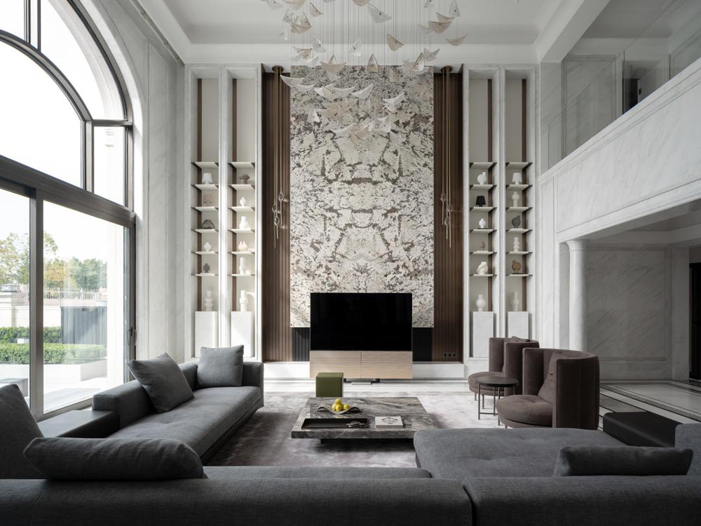 Modern Living Room Design: Combining Two Apartments