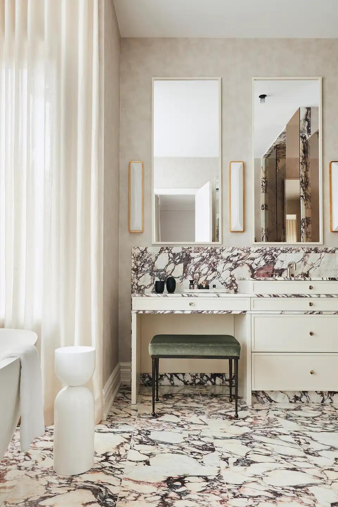 Modern Bathroom Design with Integrated Home Automation and Art Preservation